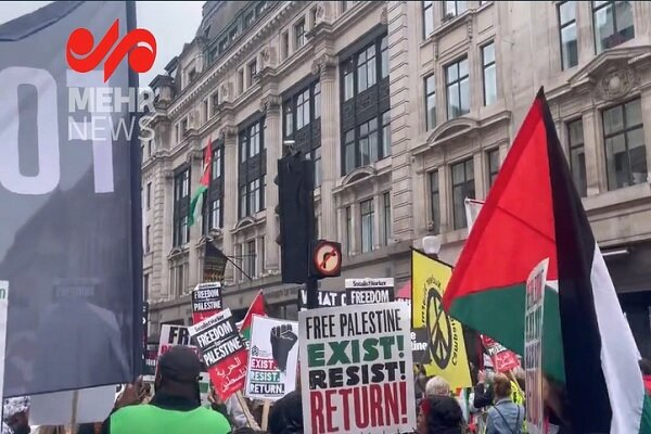 برگزاری تظاهرات گسترده حمایت از فلسطین در لندن فیلم