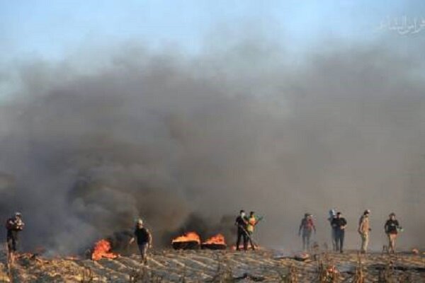 یورش نظامیان صهیونیست به تظاهرات فلسطینیان در شرق نوار غزه