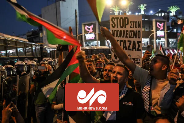 تظاهرات در آتن برای حمایت از مردم فلسطین و غزه